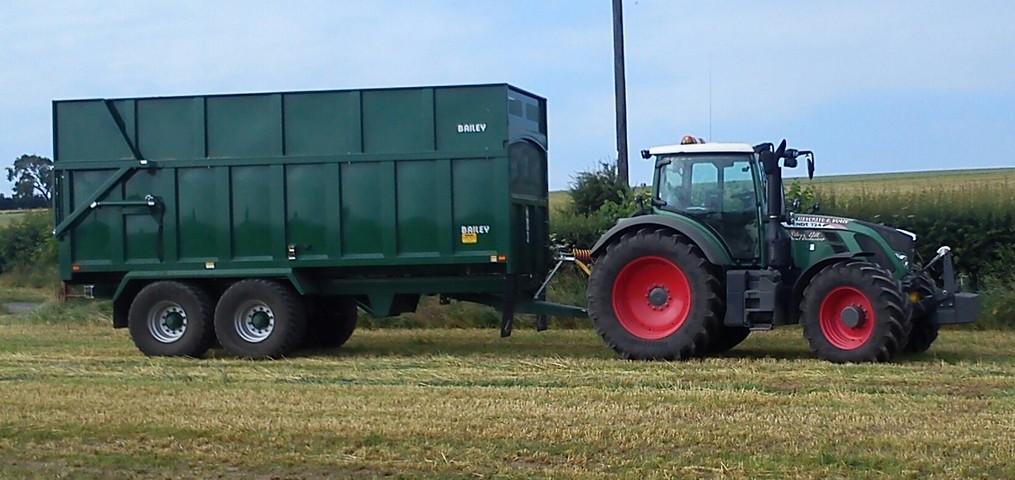 Leading with Bailey trailers fitted with large flotation tyres to minimize compaction